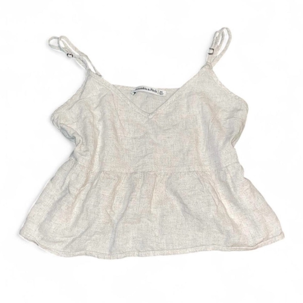SOLD— Abercrombie & Fitch— linen blend cream/grey Cami v neck cami tank